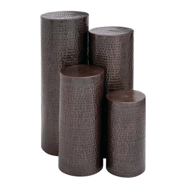 9th & Pike(R) Brown Metal Industrial Pedestal Table - Set of 4 - image 
