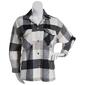 Juniors Plus Stoosh Wool-Mix Plaid Shacket w/ Welt Pockets-Black - image 4