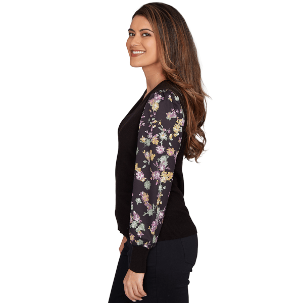 Petite Emaline Deerfield Long Floral Sleeve Two in One Sweater
