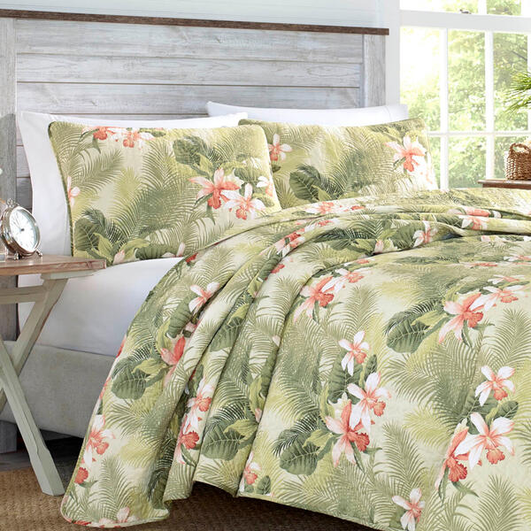 Tommy Bahama Tropical Orchid Palm Quilt Set
