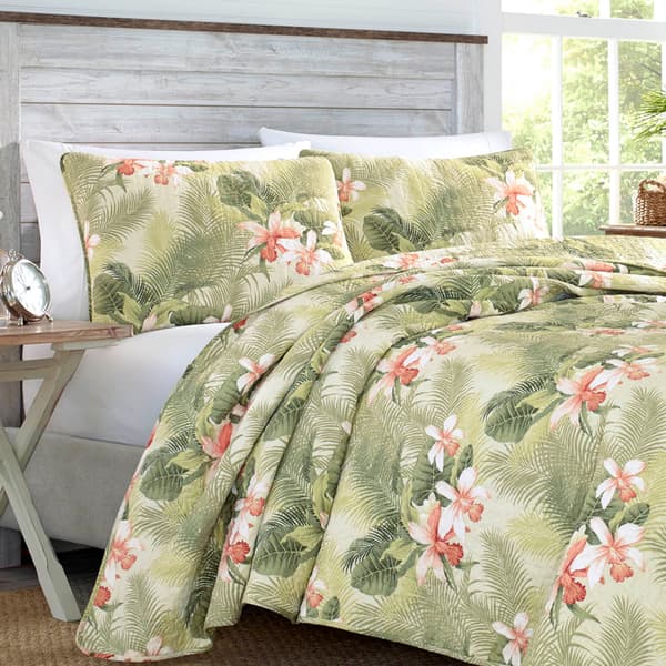 Tommy Bahama Tropical Orchid Palm Quilt Set