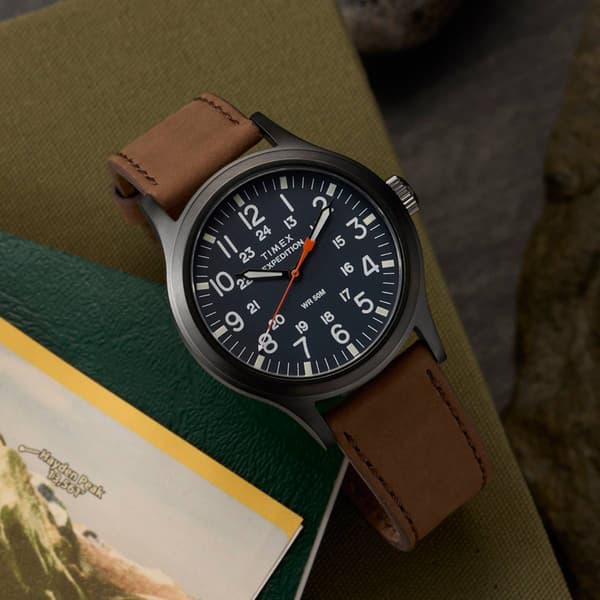 Mens Timex® Expedition Scout Leather Strap Watch  - TW2Y63100JT