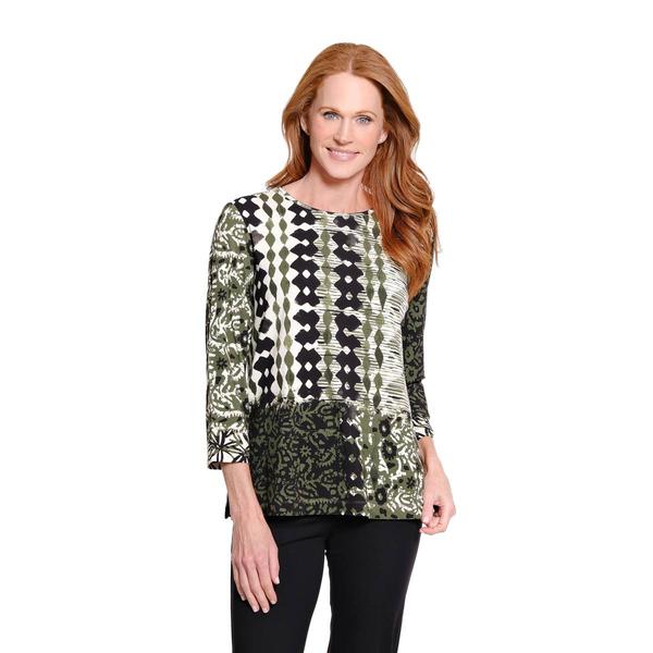 Multiples 3/4 Sleeve Scoop Neck Placement Print Top - image 
