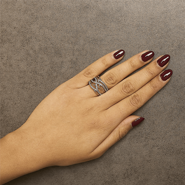Haus of Brilliance 14kt. Gold Plated Diamond Crossover Ring
