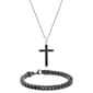 Mens Lynx Black IP Cross Pendant & Foxtail Chain Bracelet Set - image 1