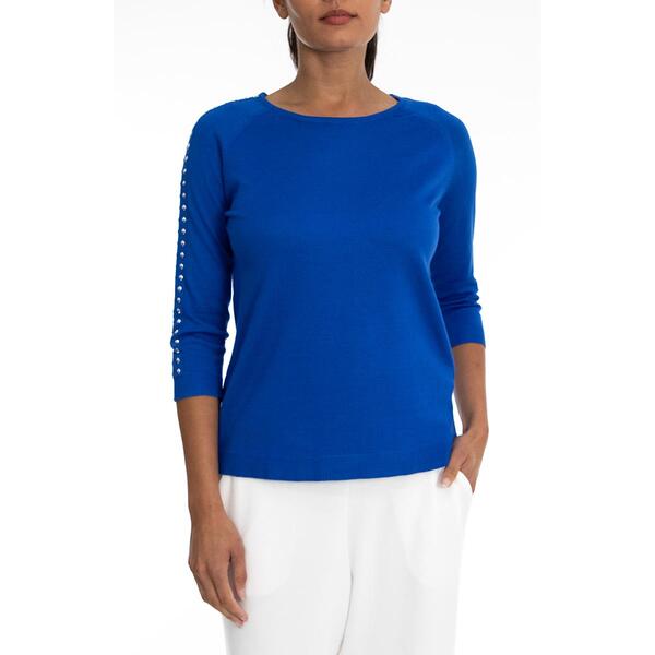 Petite Zac & Rachel 3/4 Sleeve Stud Accent Details Sweater - image 