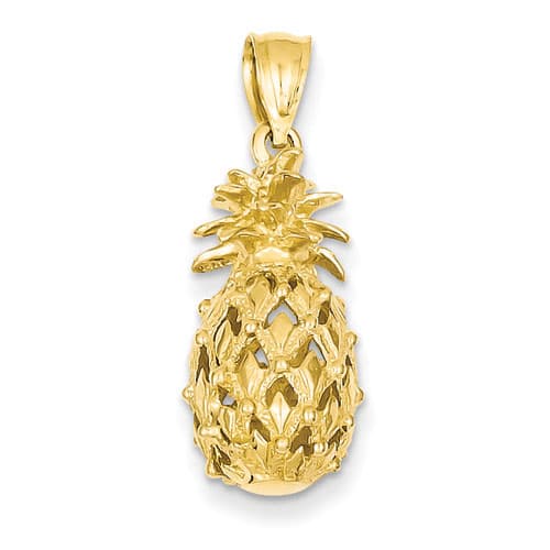 Gold Classics&#40;tm&#41; 14k. 3-D Cut-Out Pineapple Pendant - image 