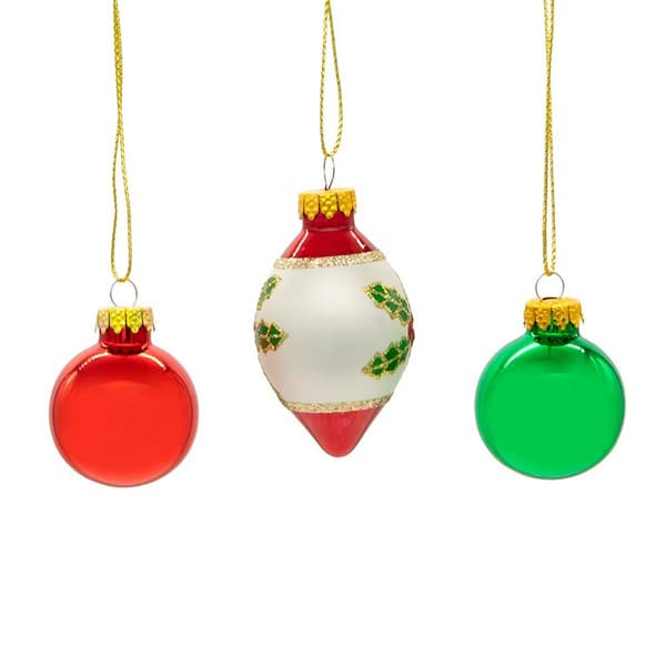 Kurt Adler 35MM Glass Green and Red 12pc. Ornament Set