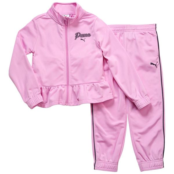 Girls (4-6x) Puma(R) Full Zip Peplum Track Jacket & Pants Set - image 