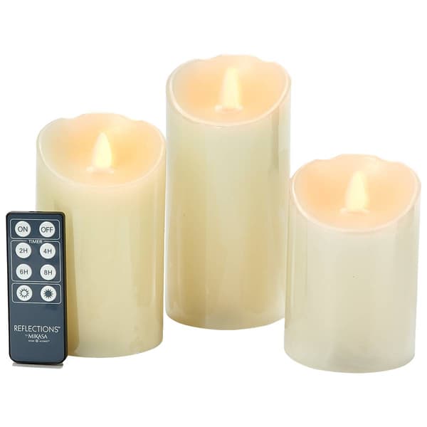 Realistic LED Pillar Candle with Remote - Set of 3 - image 