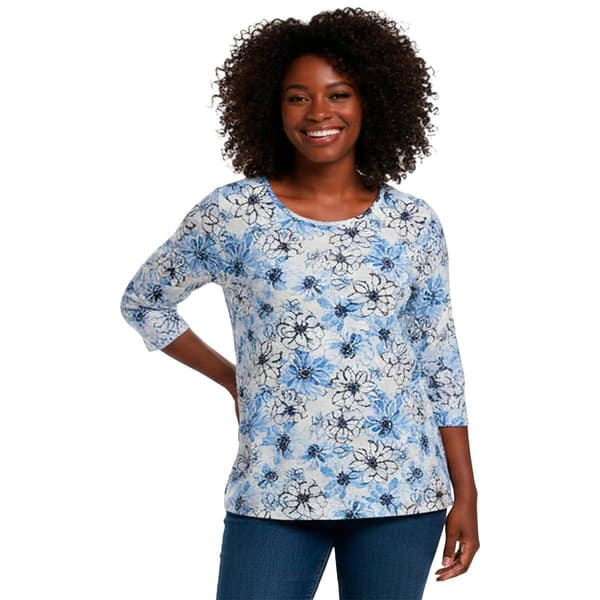 Womens Emily Daniels 3/4 Sleeve Floral Brunnera Blouse