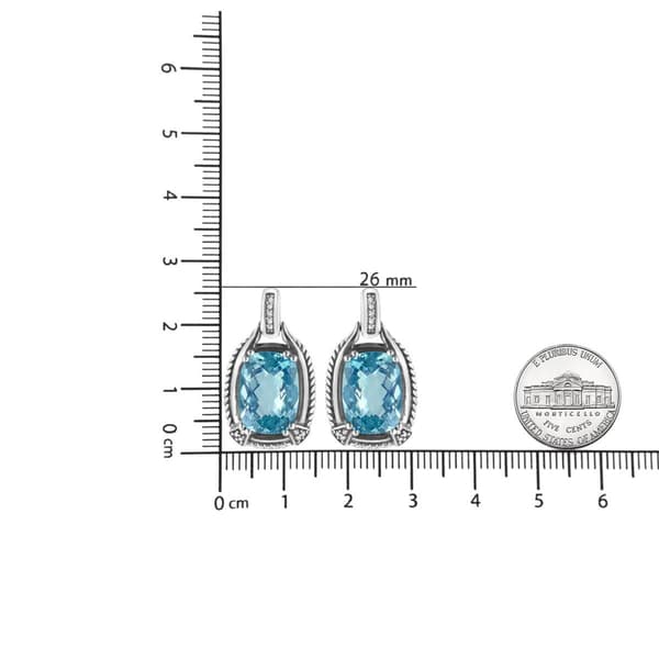 Haus of Brilliance Blue Topaz Diamond Dangle Earrings