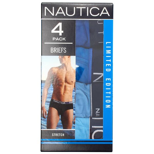 Mens Nautica 4pk. Solid Briefs - Assorted Blues - image 