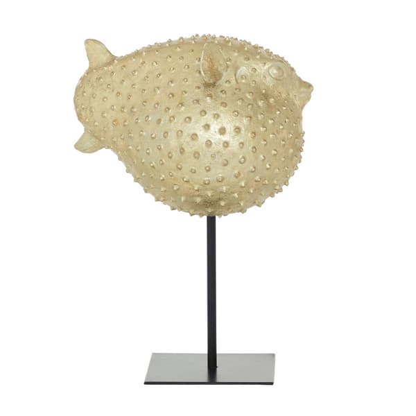 9th & Pike&#174; Gold Coastal Pufferfish Sculpture - 14x7
