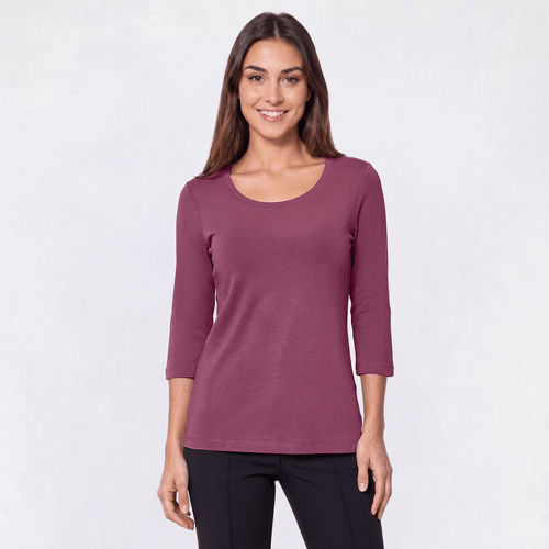 Womens Preswick & Moore(R) 3/4 Sleeve Scoop Neck Solid Tee