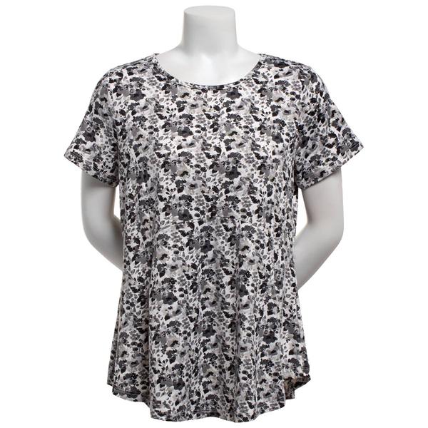 Womens Bobeau Short Sleeve Abstract Floral Babydoll Tee