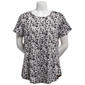 Womens Bobeau Short Sleeve Abstract Floral Babydoll Tee - image 1