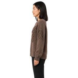 Womens Zac & Rachel Long Puff Sleeve Stitch Floral Sweater