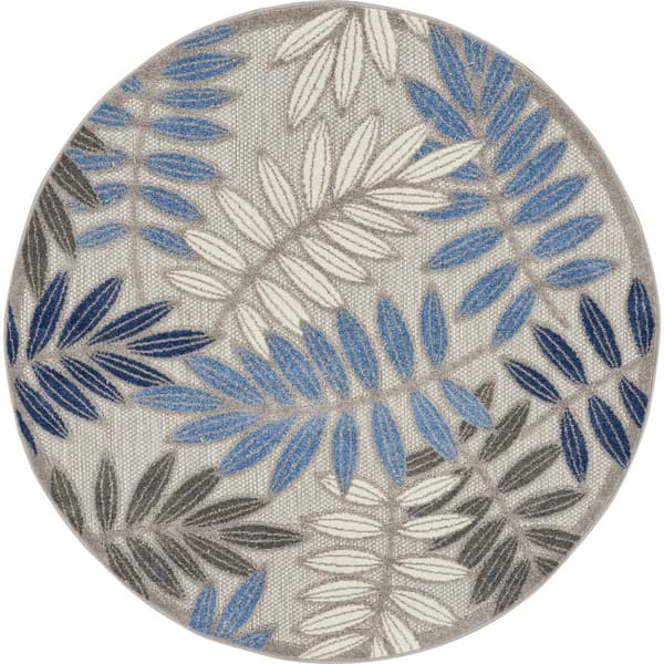 Nourison Aloha Leaf Print Round Rug