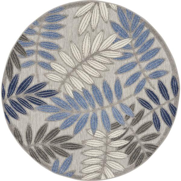Nourison Aloha Leaf Print Round Rug - image 
