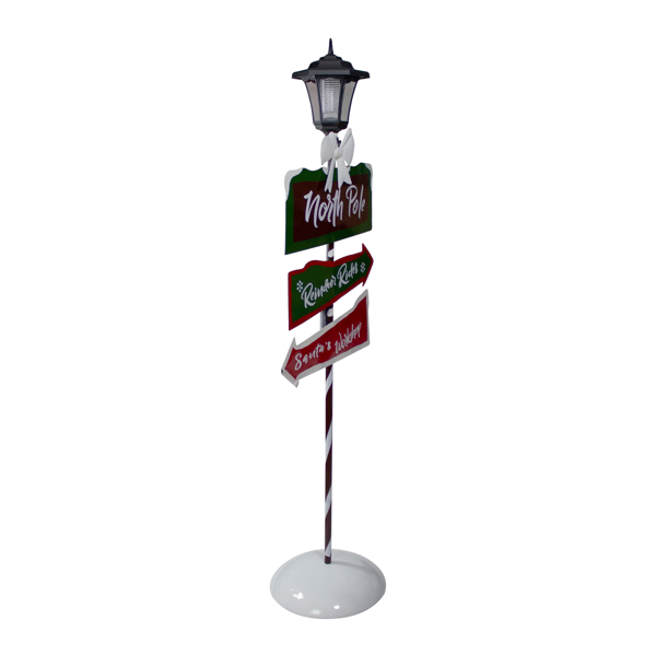 Northlight Solar-Powered North Pole Lantern Post Christmas Sign