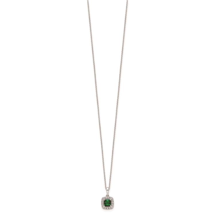 Pure Fire 14kt. White Gold Emerald Halo Pendant
