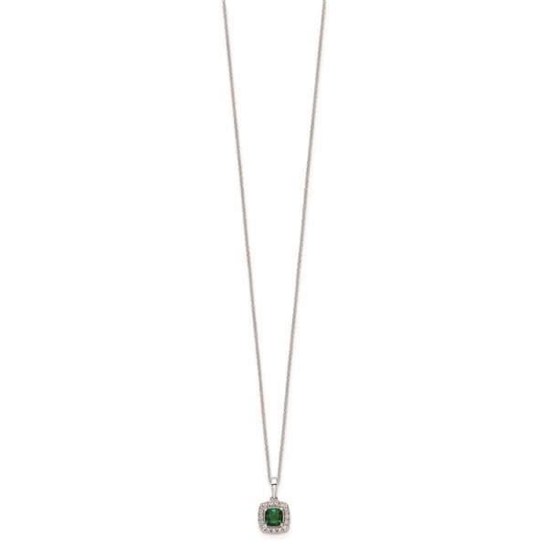 Pure Fire 14kt. White Gold Emerald Halo Pendant