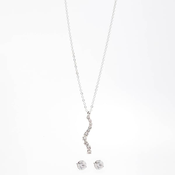 Rosa Rhinestones Right Curve Pendant and Earring Set - image 