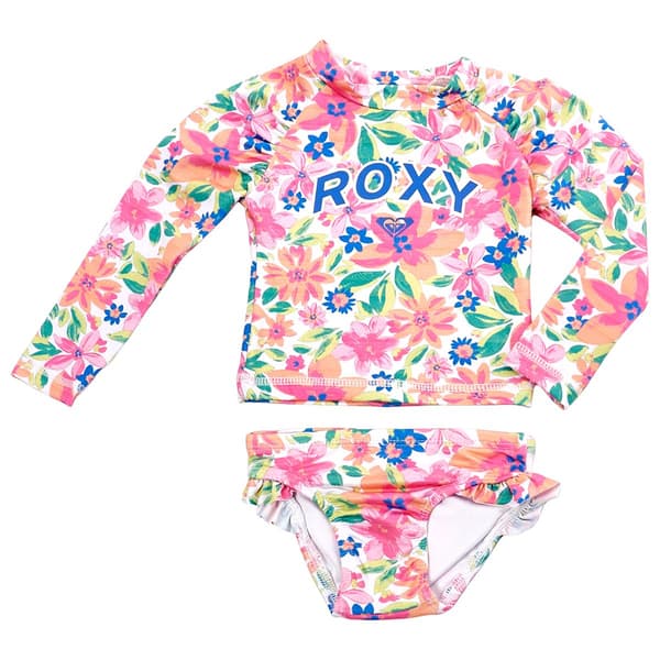 Baby Girl (12-24M) Roxy 2pc. Tropical Floral Rash Guard Swim Set - image 