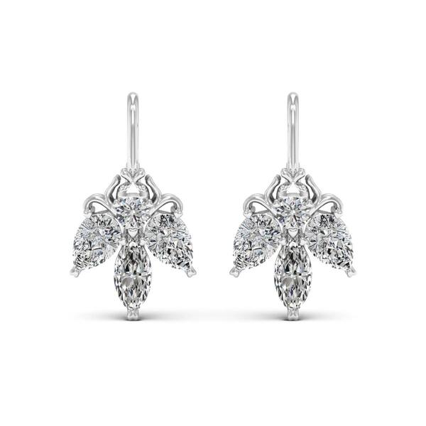 Moluxi&#40;tm&#41; Sterling Silver 3ct. Moissanite Fly Earrings - image 