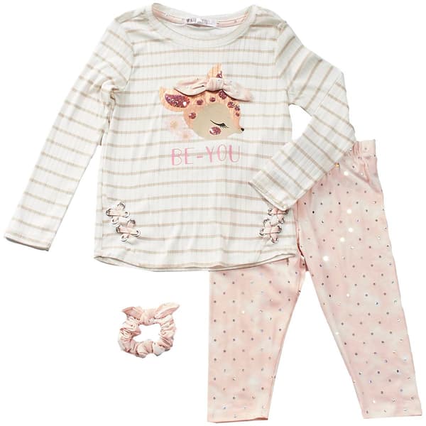Toddler Girl Nannette 2pc. Be-You Deer Stripe Leggings Set - image 