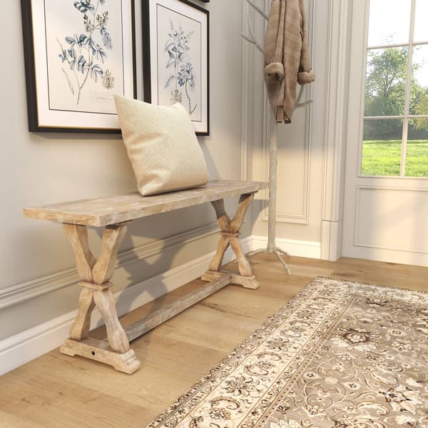 9th & Pike® Farmhouse Brown Wood Bench