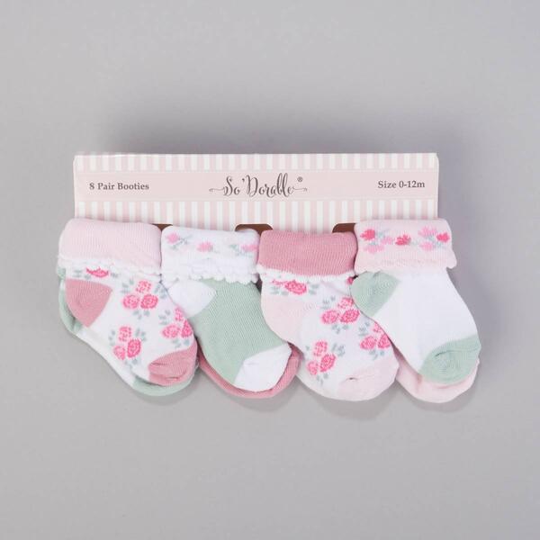 Baby Girl&#40;NB-12M&#41; so'dorable&#40;R&#41; 8pk. Rose Stripe & Solid Cuff Socks - image 