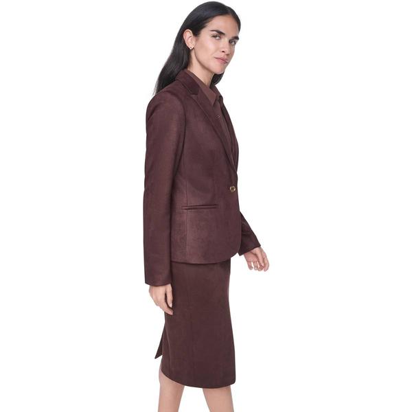 Womens Tommy Hilfiger Long Sleeve One Button Faux Suede Blazer