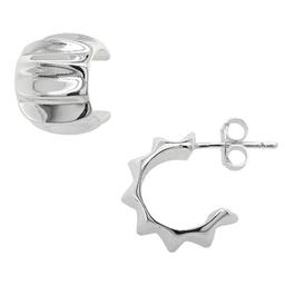 Marsala Fine Silver Plated Ribbed Hoop Earrings