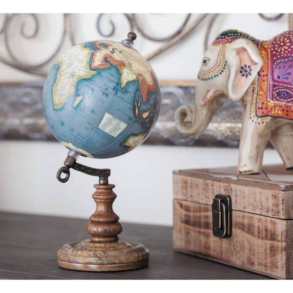 9th & Pike® Brown Marble And Metal Globe