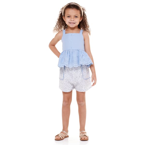 Girls (4-6x) Rare Editions Eyelet Ruffle Tank w/ Shorts Set - image 