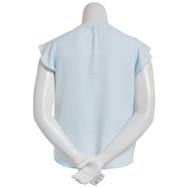 Womens Adrianna Papell Solid Short Flutter Sleeve Airflow Blouse