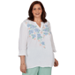 Plus Size Alfred Dunner Caribbean Blues 3/4 Flounce Sleeve Blouse - image 1