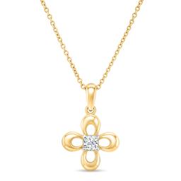 Gold over Sterling Silver Lab Grown Diamond Clover Pendant