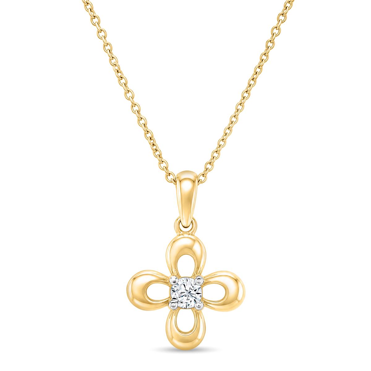 Gold over Sterling Silver Lab Grown Diamond Clover Pendant