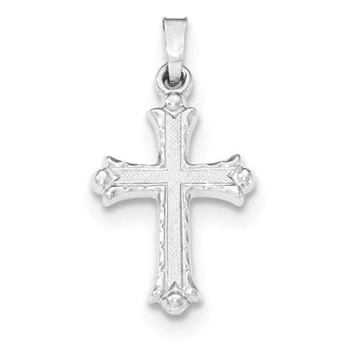 Unisex Gold Classics&#40;tm&#41; 14kt. White Gold Fleur De Lis Cross Pendant - image 