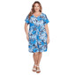 Plus Size Larky Lark Short Sleeve Leaf Tie Front Shift Dress - image 1