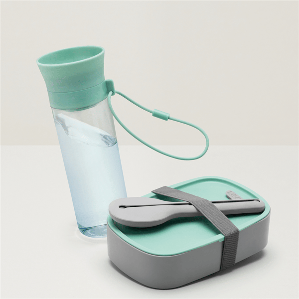 BergHOFF Leo Water Bottle, Flatware, & Bento Box Lunch Set