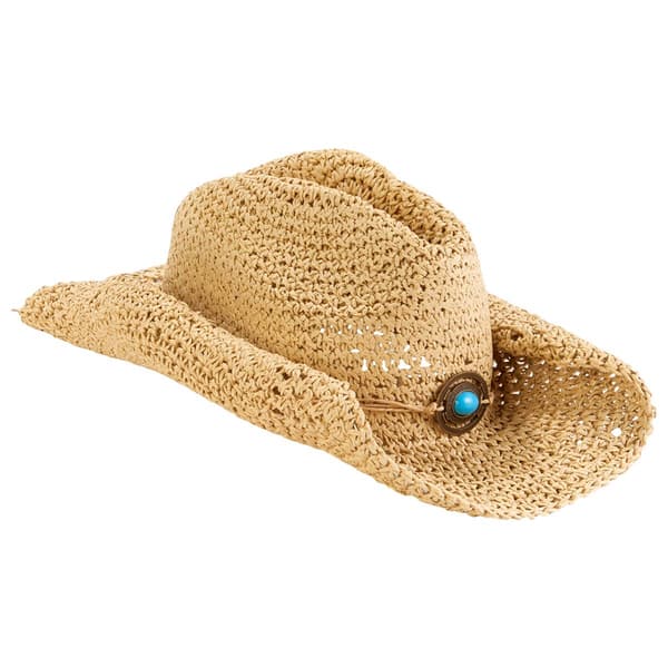 Womens Madd Hatter Crocheted Straw Cowboy Hat - image 