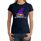 Womens LA Pop Art Peeking Witch Cat - Word Art T-Shirt - image 1