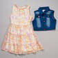 Girls &#40;7-16&#41; Rare Editions Sleeveless Floral Tiered Dress & Vest - image 2