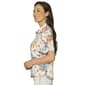 Womens Democracy Elbow Sleeve Floral Button Down Blouse - image 3