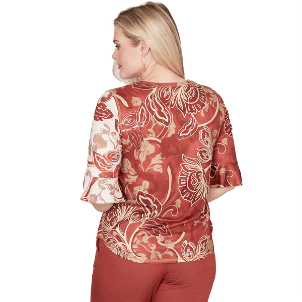 Womens Alfred Dunner Spice Market Floral Color Block Blouse