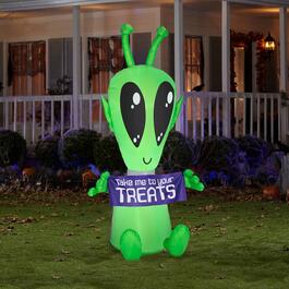 National Tree 84in. Inflatable Halloween Alien with Sign